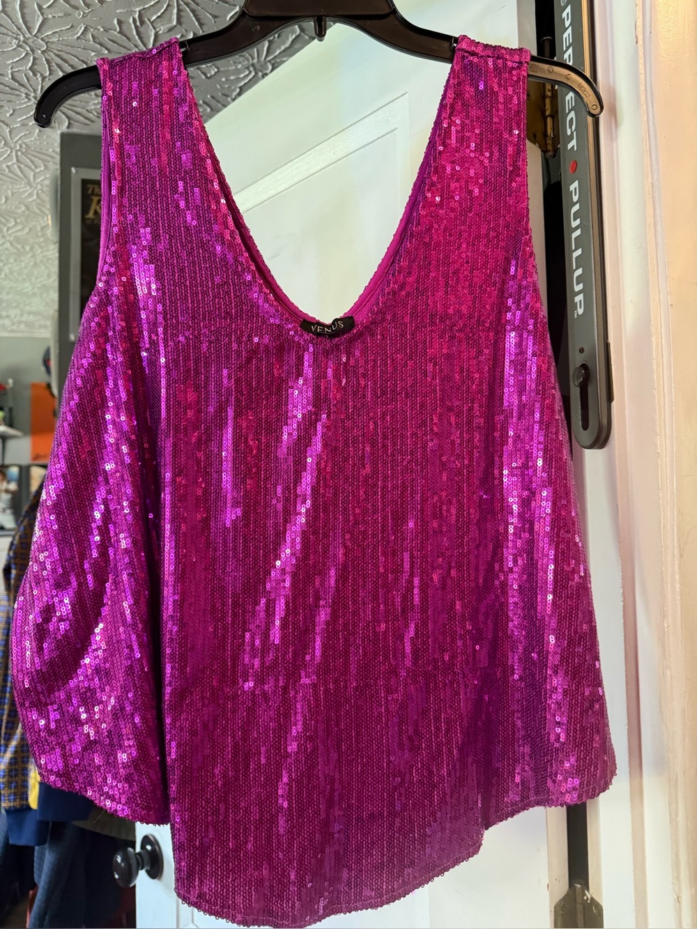 Venus Fuchsia Sequin Tank Top. Never worn